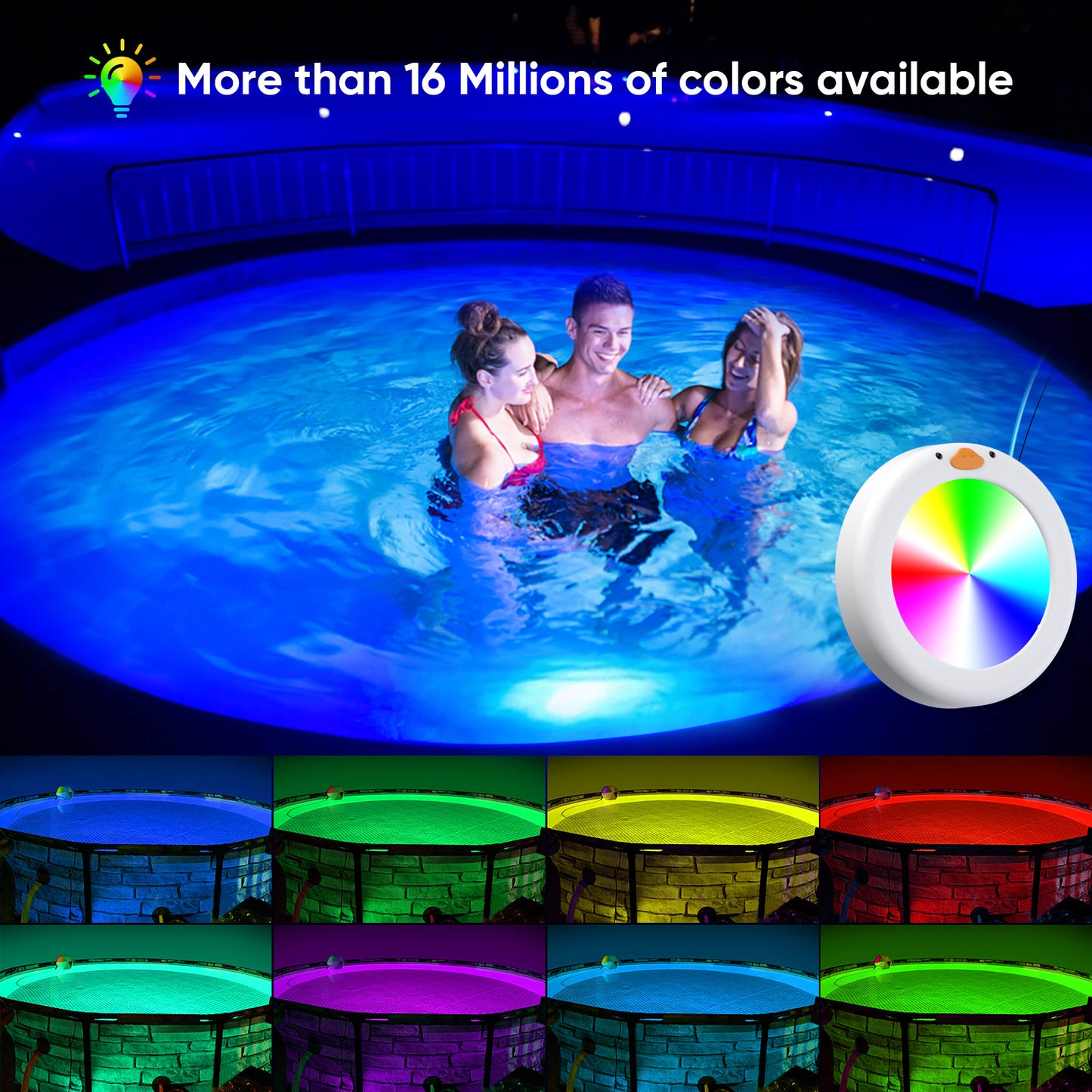 Led Pool Lights for Above Ground Inground Pools RGB Color Changing Music Sync Dimmable Underwater Submersible Lights