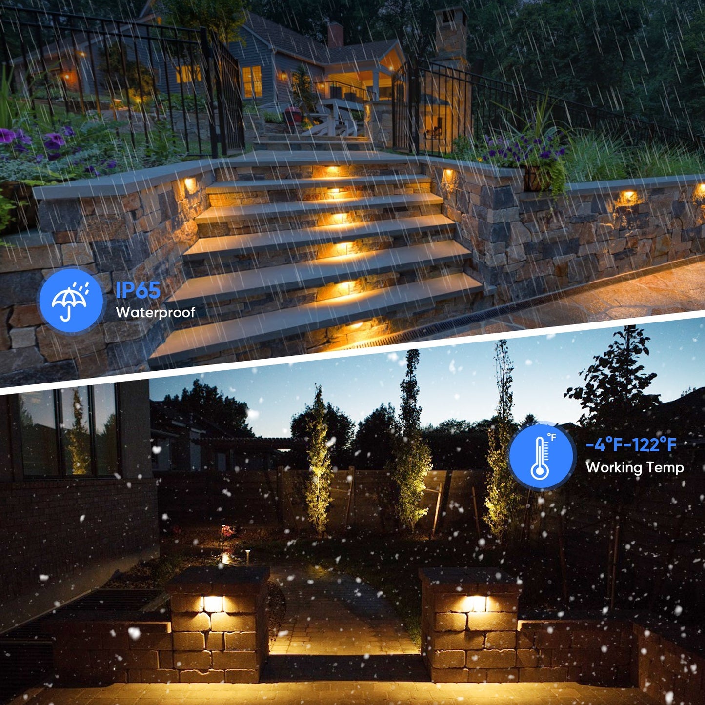 8-Pack 7-Inch LED Rotatable Retaining Wall Lights 7 Color Hardscape Lighting Outdoor Step Lights  270° Swivel