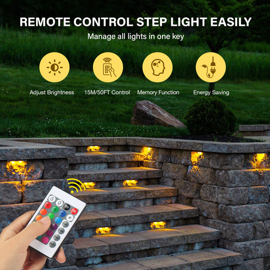 8-Pack LED Rotatable Retaining Wall Lights 7 Color Hardscape Lighting Outdoor Step Lights  270° Swivel
