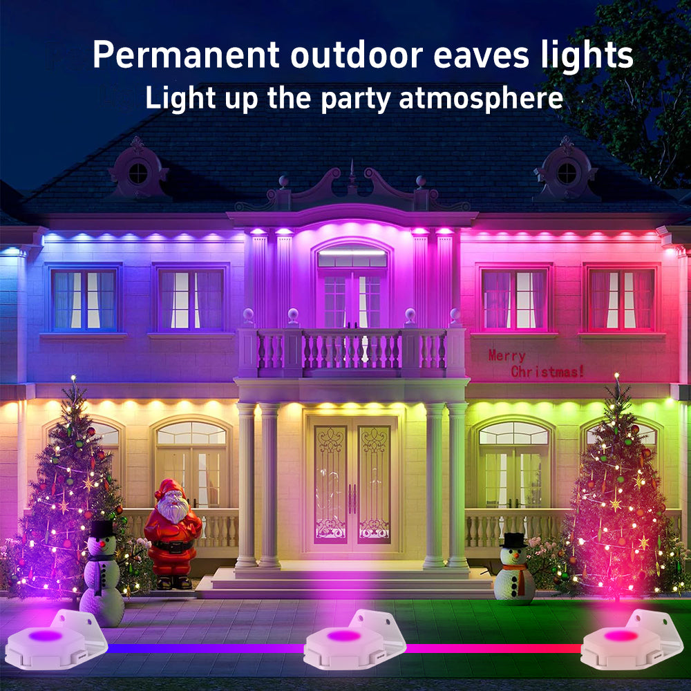 Permanent Outdoor Lights Smart RGBIC Outdoor Lights with 75 Scene Modes LED Eaves Lights IP67 Waterproof for Outdoor Decor