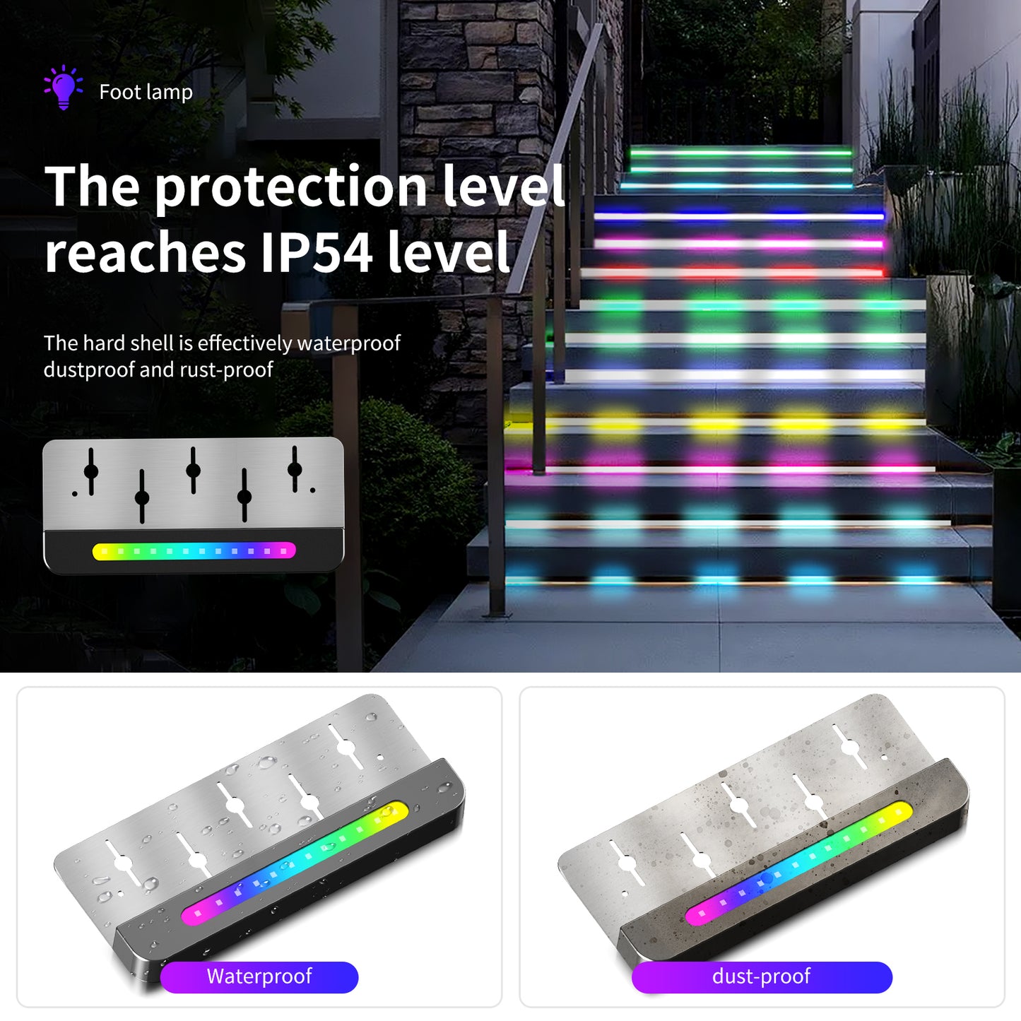 8-Pack RGB LED Retaining Wall Lights, Outdoor Step Lights with APP Bluetooth Control 2024