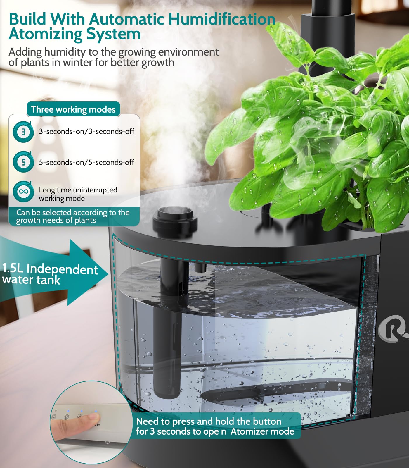 Hydroponics Growing System with Atomizer & Water Automatic Cycle System 11 Pods Indoor Garden System